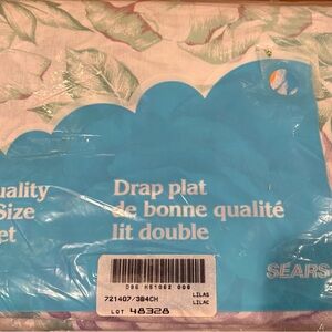 Sears Blue and Green Leaf Pattern Double Bed Sheet